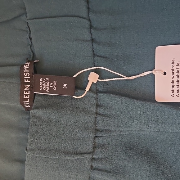NWT Eileen Fisher Silk Georgette Crepe Straight Ankle Pant in color Aegean SZ 3X - Picture 5 of 11